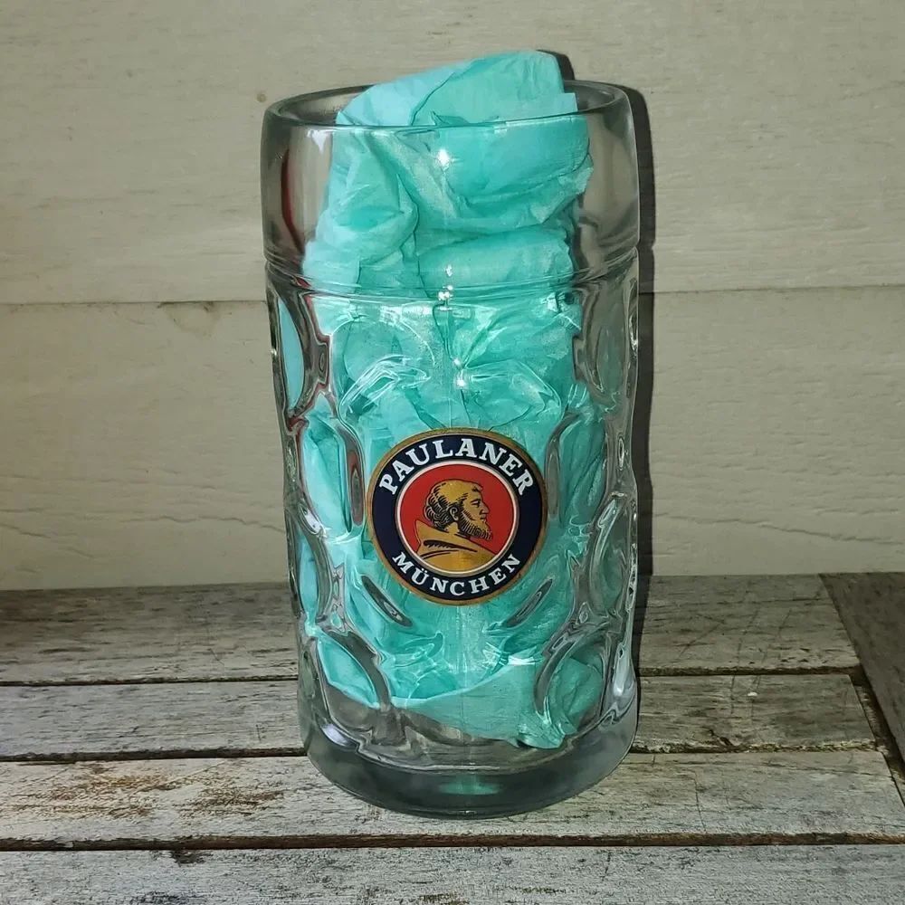 Paulaner Munchen Austria Dimple Beer Stein 1L Glass Mug